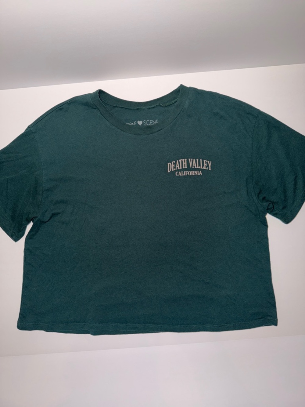 Death Valley California Dark Green Crop Tee - Casual Women’s Top
